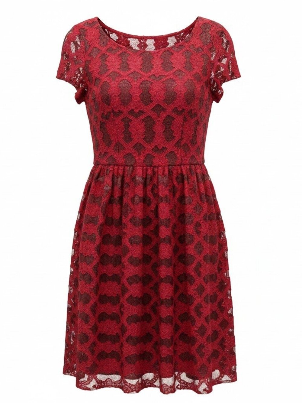 Anthropologie Moulinette Soeurs Red Lace Fit Flare Dress Size 6 Wedding Guest